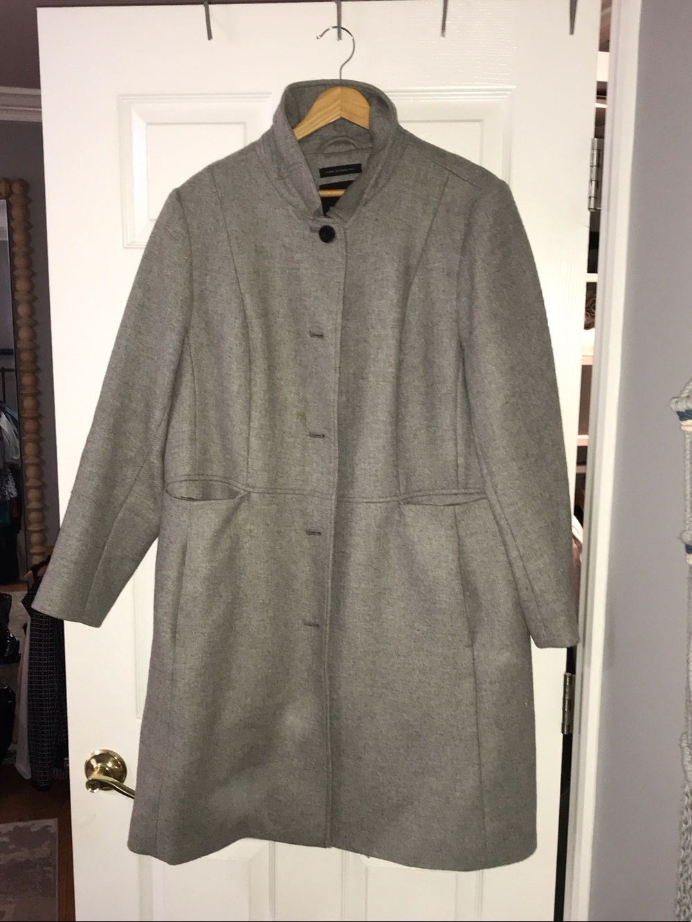 Talbots Light Gray Wool-Blend Pea Coat
